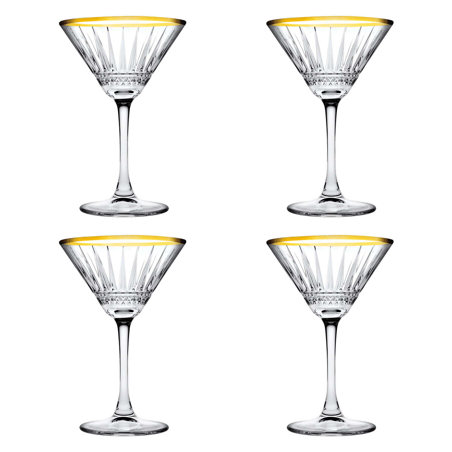 Pasabahce Elysia Martiniglas 22 Cl Gouden Rand - 4 Stuks - Glazen.nl