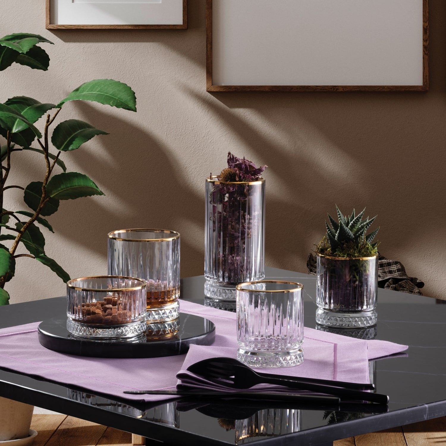 Pasabahce Elysia Longdrinkglas 28 Cl Gouden Rand - 4 Stuks - Glazen.nl